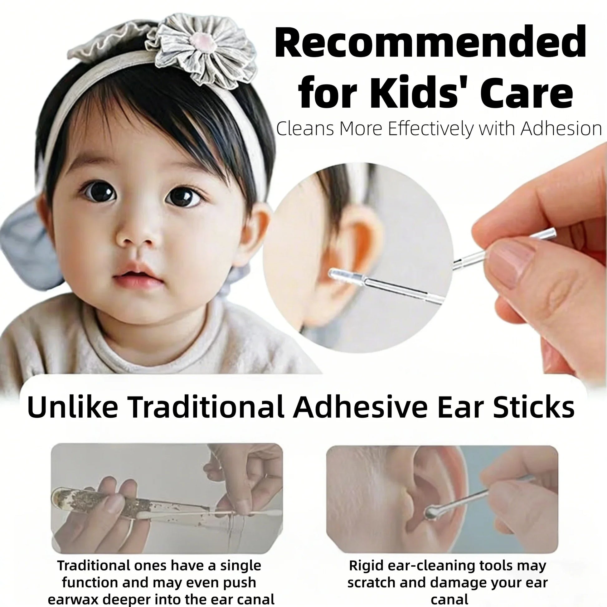 YS00115 ---Stickable Sticky Ear Stick Ear Cleanser Soft Silicone Removal Tool for Men, Women and Children